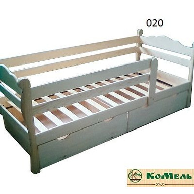 Детская деревянная кровать с ящиком и бортом, изображение 1