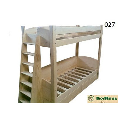 Кровать детская деревянная двуярусная белая, изображение 1