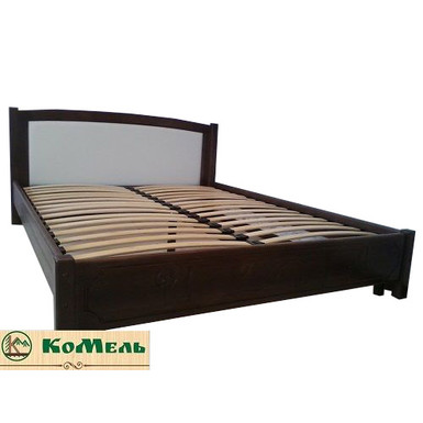 Кровать двуспальная деревянная с мягким изголовьем