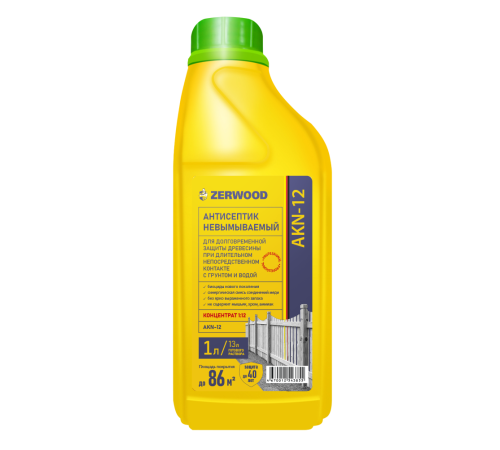 Антисептик-консервант ZERWOOD невымываемый для тяжёлых условий эксплуатации концентрат 1:12 1л