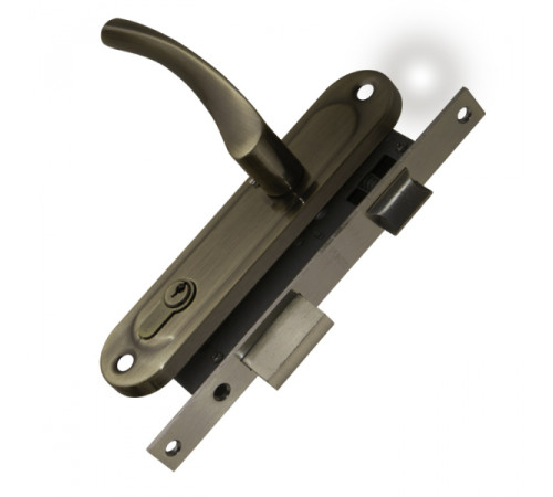 Замок цилиндровый в комплекте с ручкой LOCKSET16.CRONA.4070-1 (KIT P16 4070 CRONA) AB бронза PUNTO
