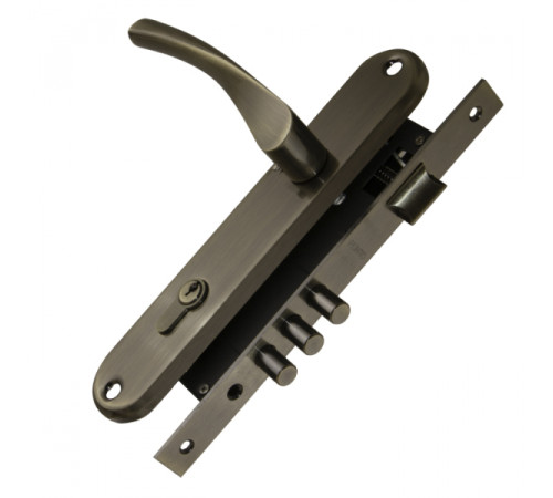 Замок цилиндровый в комплекте с ручкой LOCKSET90.CRONA.4585-3 (KIT P90 4585/3 CRONA) AB бронза PUNTO