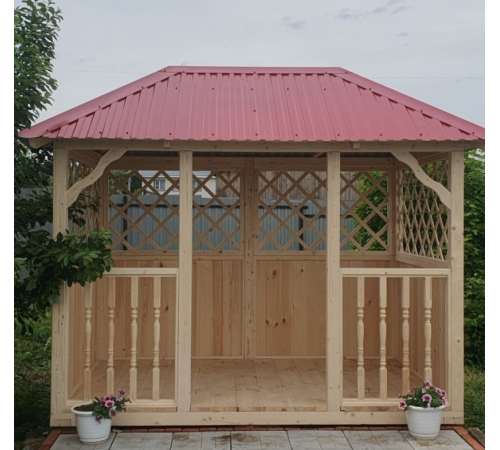 Беседка дачная деревянная 2000*3000мм с четырехскатной крышей (ПОД ЗАКАЗ)