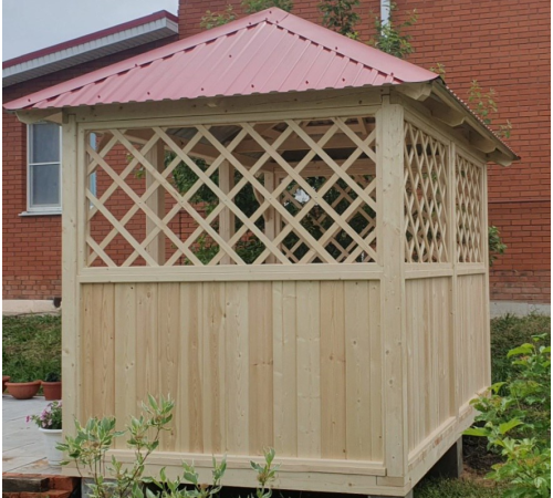 Беседка дачная деревянная 2000*3000мм с четырехскатной крышей (ПОД ЗАКАЗ)