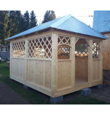 Беседка дачная деревянная 3000*4000мм с четырехскатной крышей (ПОД ЗАКАЗ)